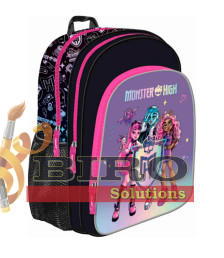 Ghiozdan St.Majewski Monster High 38cm 3 compartimente negru cu mov B6 / 661389